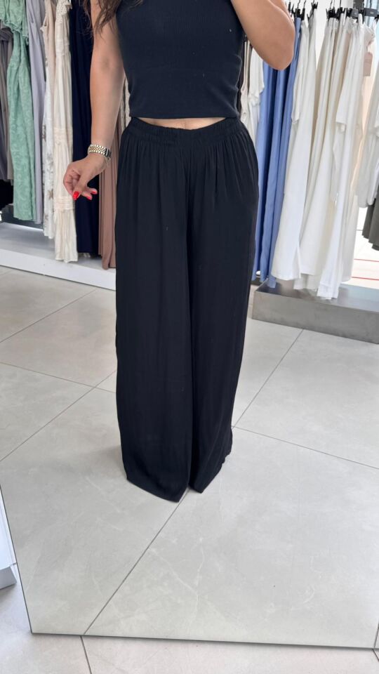 PANTOLON SATEN BELİ LASTİKLİ PALAZZO