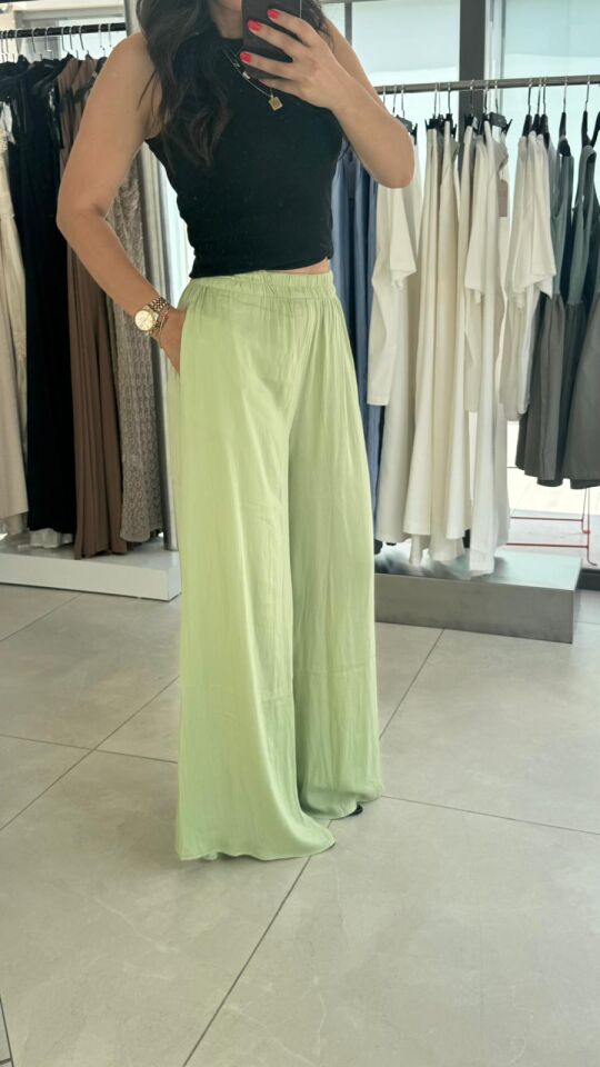 PANTOLON SATEN BELİ LASTİKLİ PALAZZO