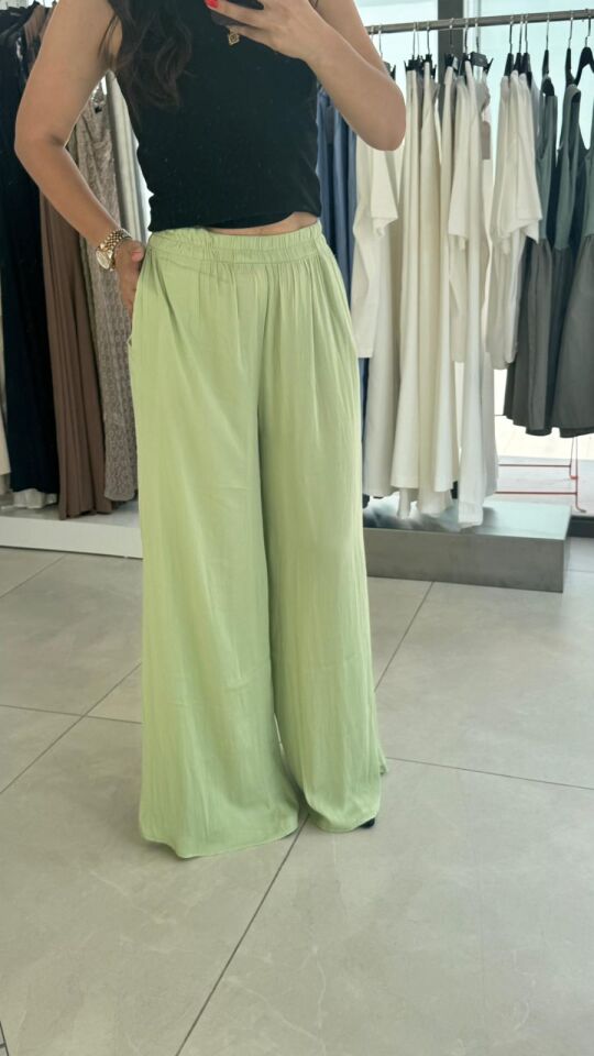 PANTOLON SATEN BELİ LASTİKLİ PALAZZO