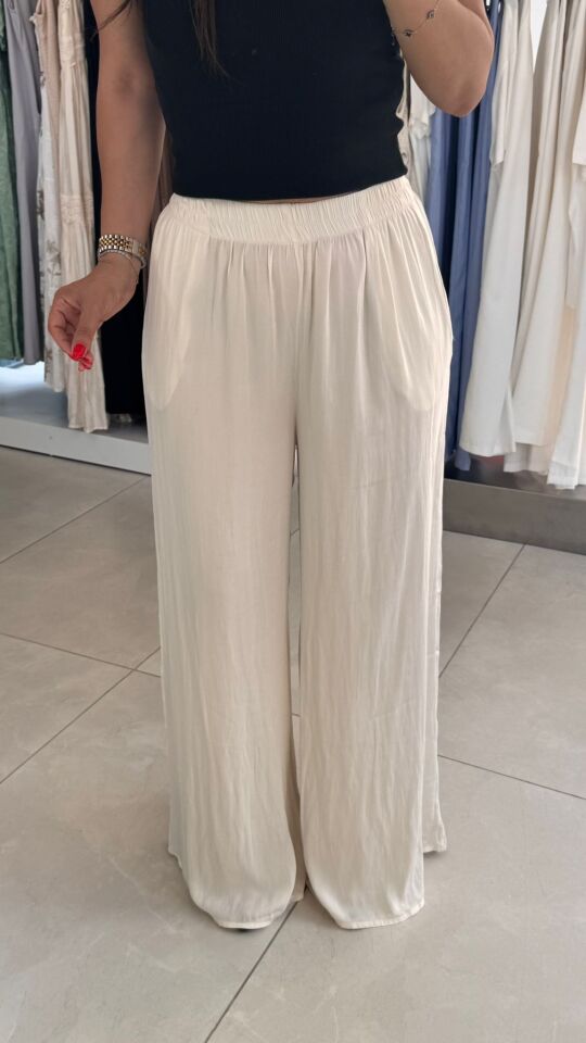 PANTOLON SATEN BELİ LASTİKLİ PALAZZO