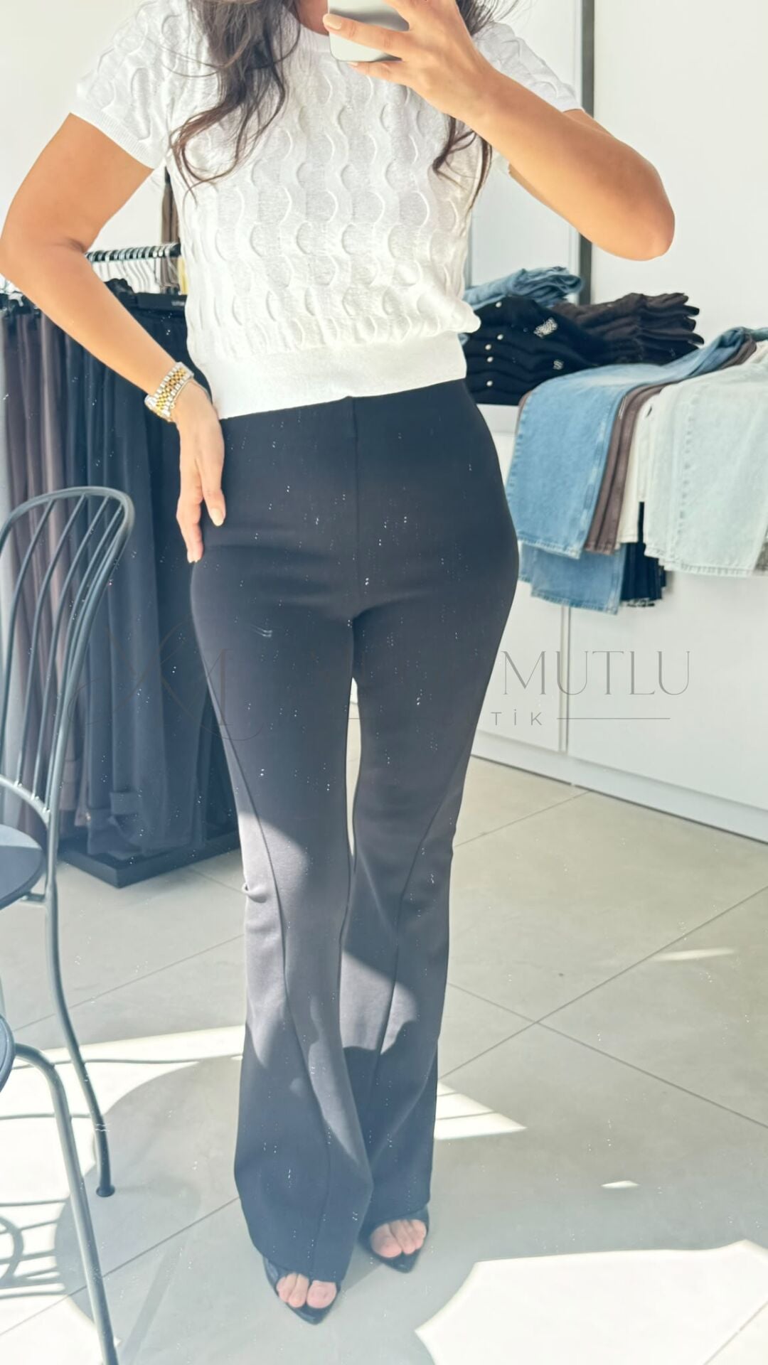 FERMUAR DETAYLI FLARE PANTALON