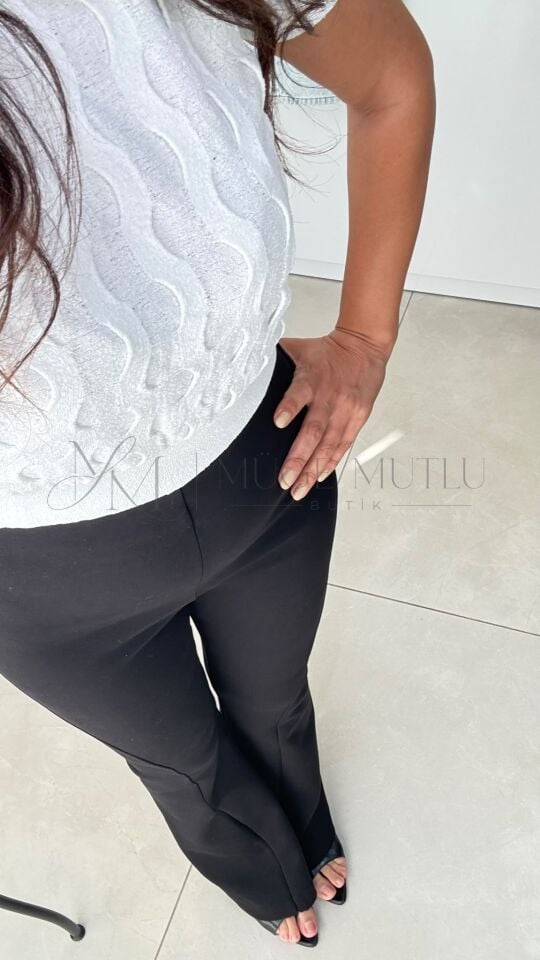 FERMUAR DETAYLI FLARE PANTALON