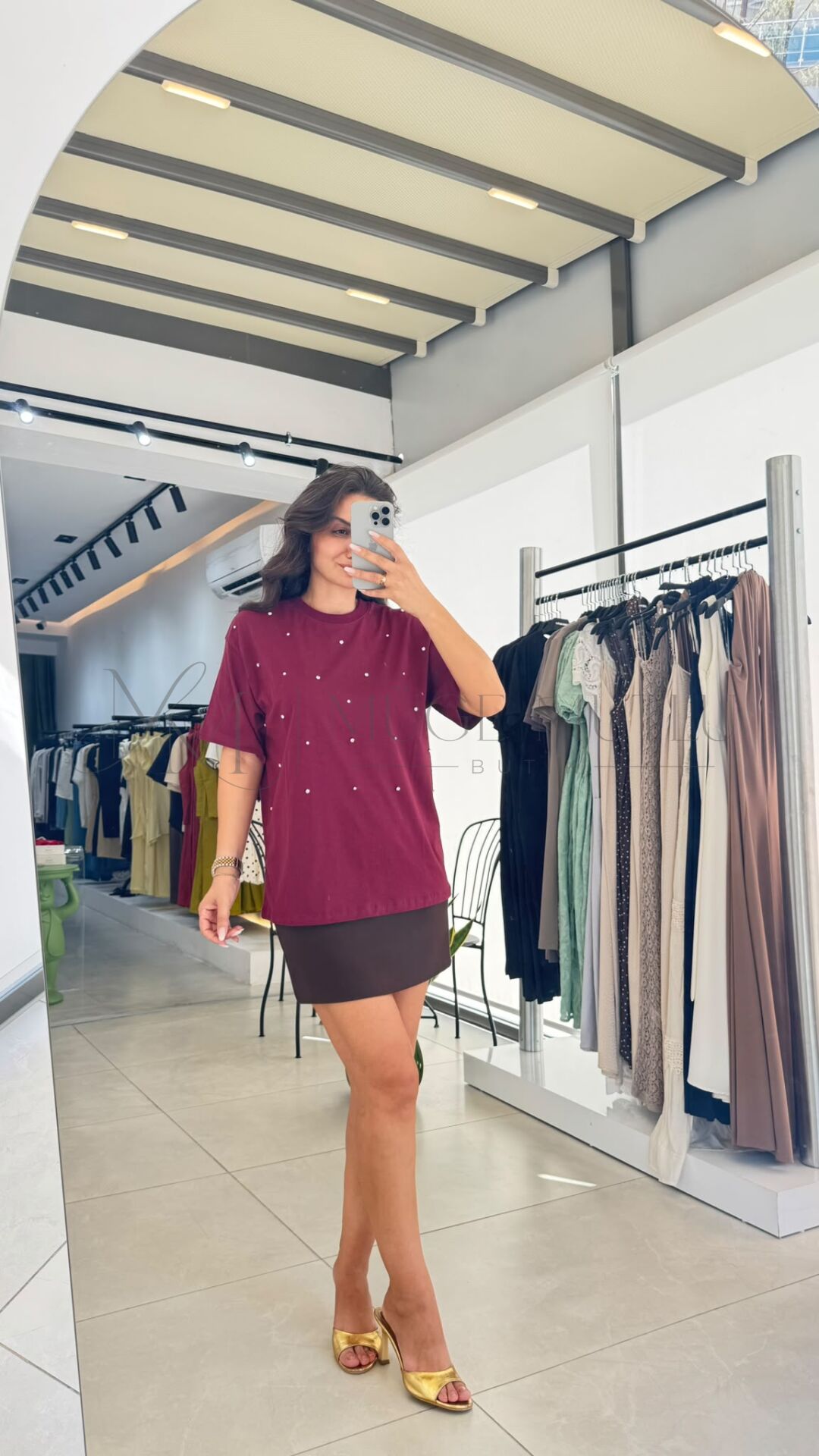 T-SHIRT TAŞLI BORDO - S