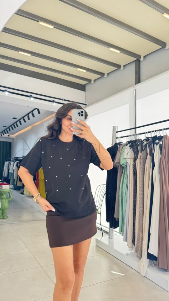T-SHIRT TAŞLI SİYAH - S