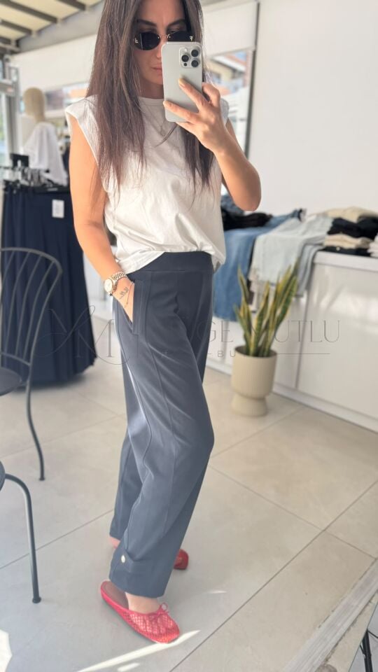 Modal Kumaş Cepli Pantolon Lacivert