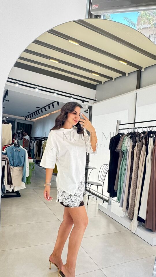 ETEK DANTEL BLUZ BEYAZ - STANDART