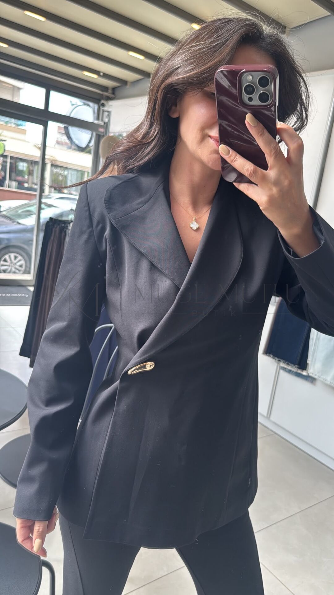 METAL DÜĞMELİ BLAZER SİYAH - M