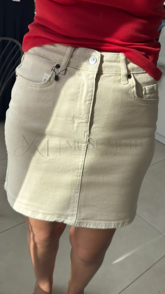 ZARA0528 MİNİ BOY ETEK BEJ - 34