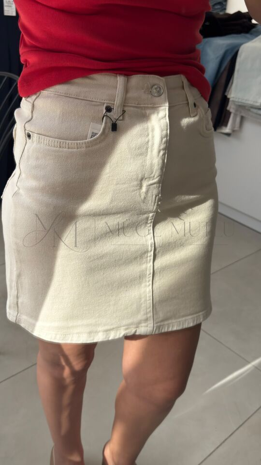 ZARA0528 MİNİ BOY ETEK BEJ - 34