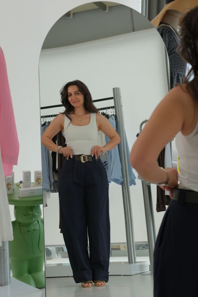ÇİFT PİLE GABARDN KEMERLİ PANTOLON