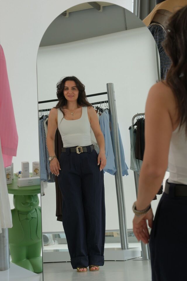 ÇİFT PİLE GABARDN KEMERLİ PANTOLON